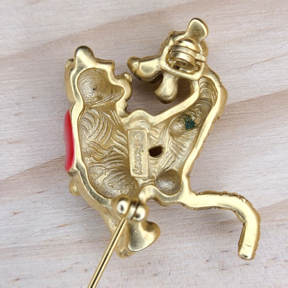 Disney Winnie The Pooh & Tigger Gold Tone Enamel Brooch Pin Vintage Signed - Picture 8 of 10